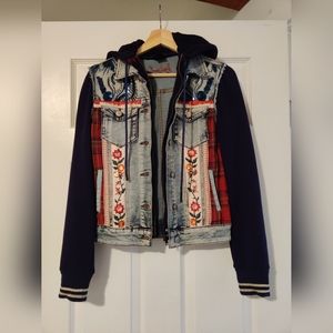 Desigual bedazzled denim hoodie jacket